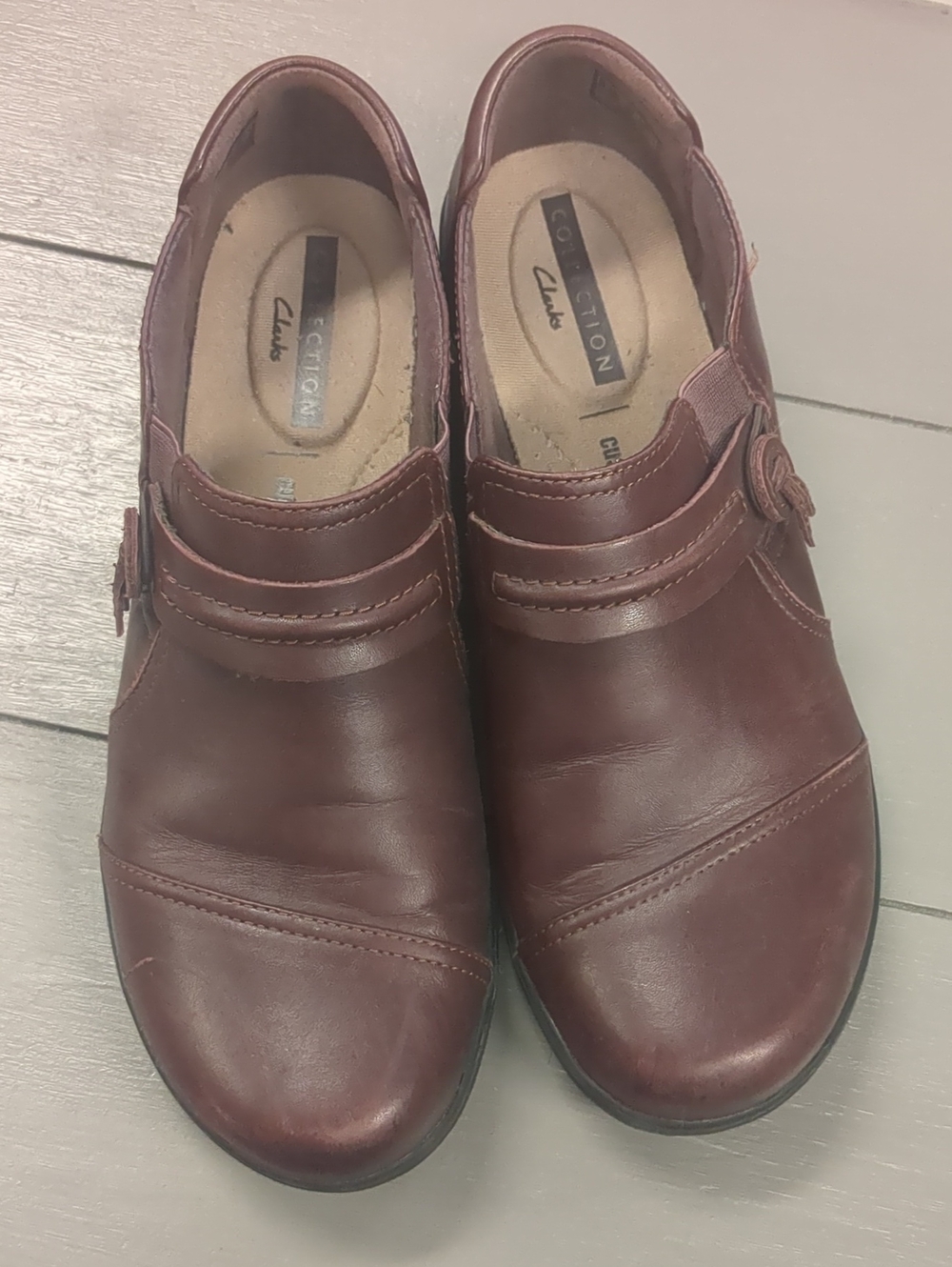 Clarks Women's Burgundy Leather Loafers
